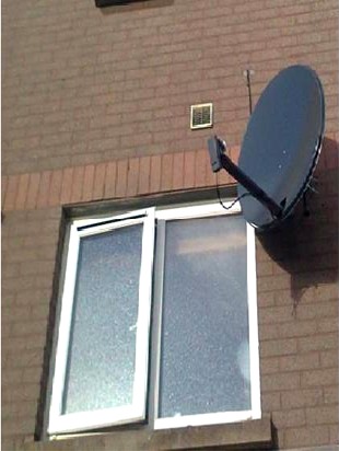 80 cm satellite dish installed for RTE's Saorsat service in Glengormley by  Aerial Installations and Services, Belfast, Northern Ireland