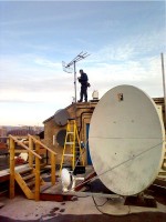 Aerial and satellite dish installed on the roof of a Belfast home by 1st Aerial Installations and Services, Northern Ireland