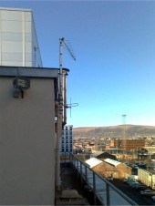 Super log periodic aerial, low wind lad design in Belfast City centre by Aerial Installations and Services, Northern Ireland